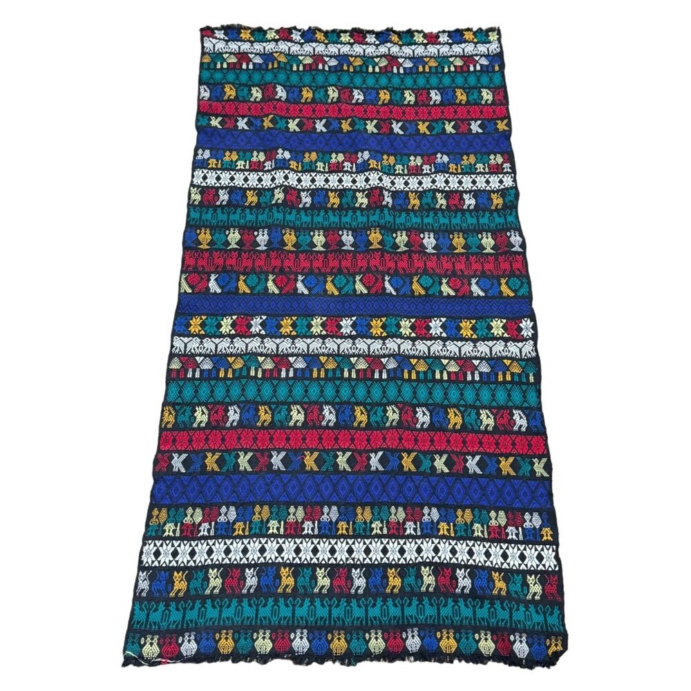 Peruvian Tapestry Blanket Couch Cover Cats Birds Llamas Stars from Peru 33 x 69